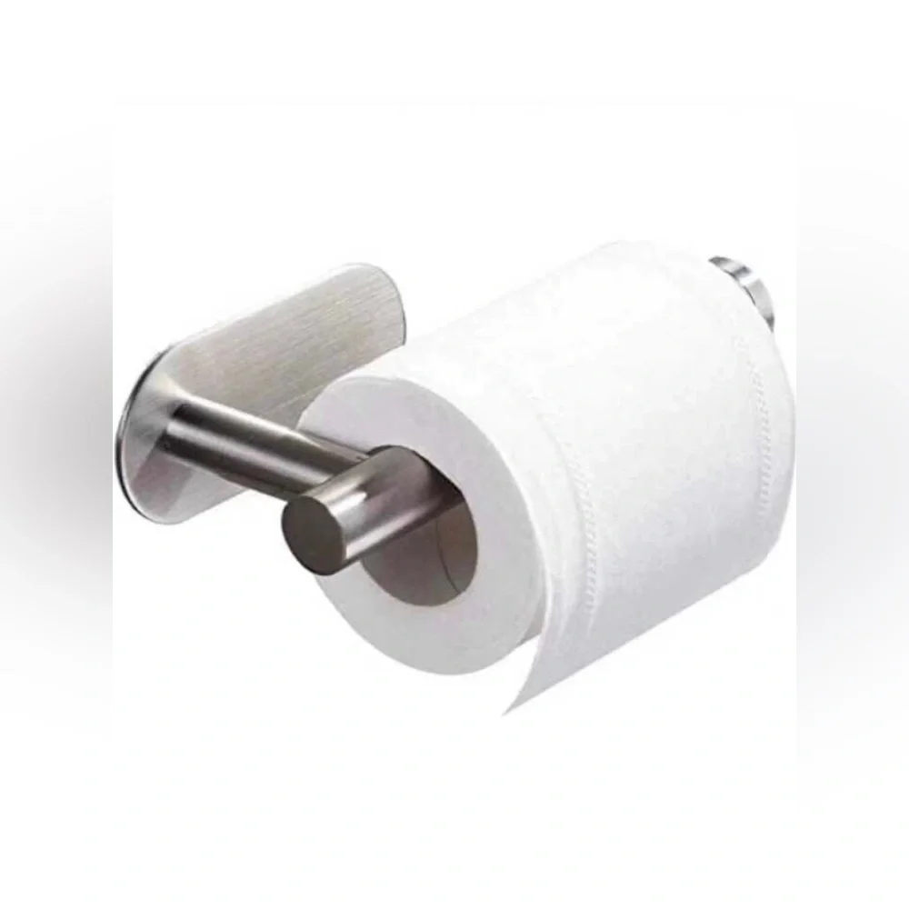 NIB Stainless Steel Toilet Paper Holder / No Punch /Easy 3M Stick Decor Bathroom